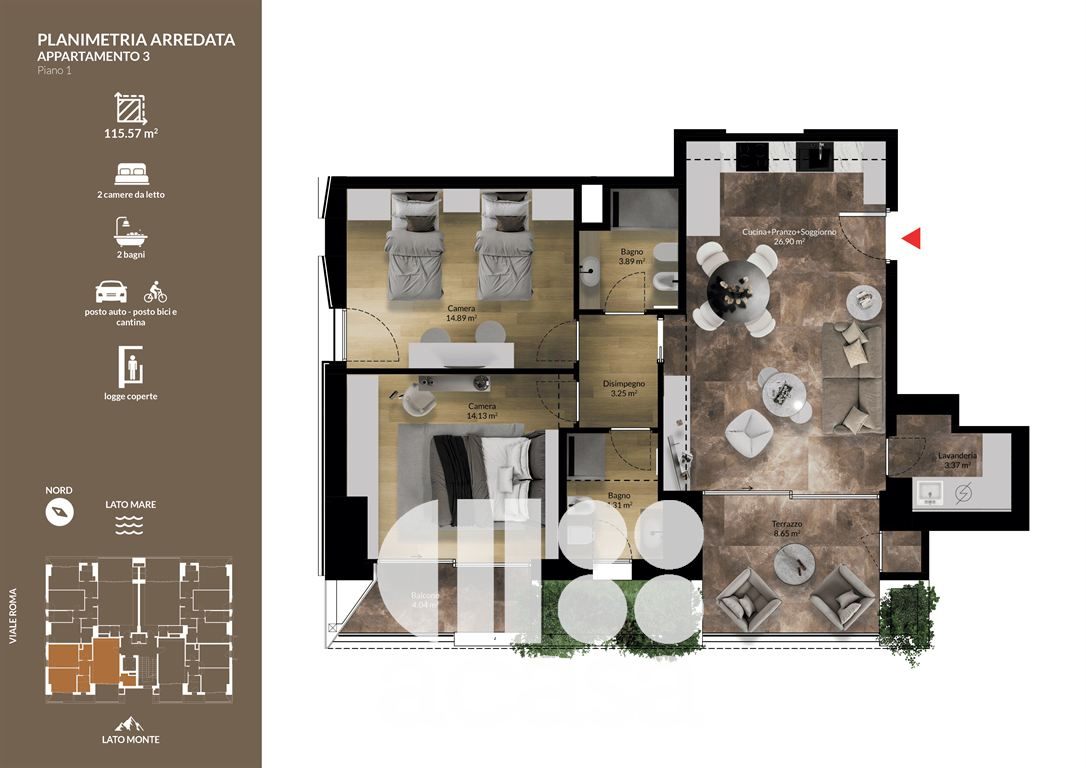 Villini A Mare Apartments - Appartamento n°3 trilocale piano primo